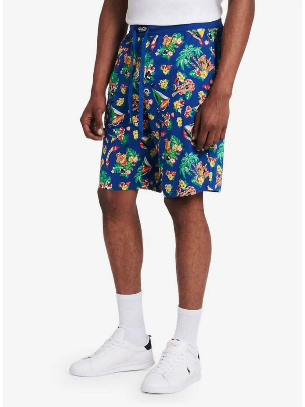 New Polo Ralph Lauren Mens Bear Hawaiian Blue Sleepwear Shorts Size Large